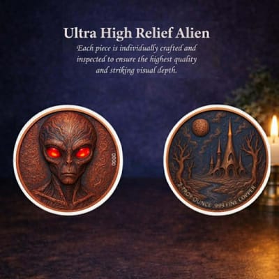 Alien UHR 2 oz Copper Medal w/ Display Box & COA - additional view