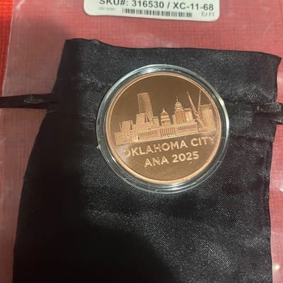 1 oz - .999 Copper Round 2025 OKLAHOMA CITY ANA - 25th AMPEX New With black bag