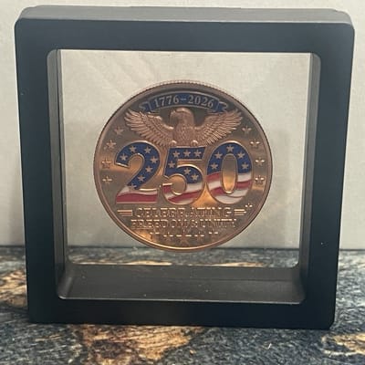 2026 USA 250th Anniversary Colorized 1 oz .999 Copper Round in Floating Frame