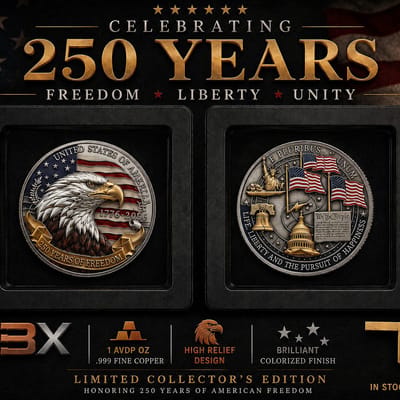 2026 USA 250 Yrs of Freedom Commemorative Coin Medal 1776-2026 In Floating Frame
