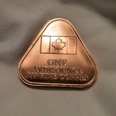 Canadian 1 Ounce .999 Copper Triangular Colorized Round - additional view