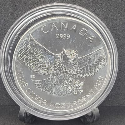 2015 Canadian Owl $5 1 oz .9999 Fine Silver Reverse Proof-Like Coin "Beautiful"
