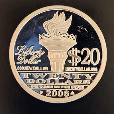2006 NORFED $20 RARE Liberty Dollar 1oz .999
