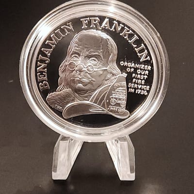 1992 Ben Franklin Firefighters Medal .999 OGP