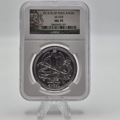 2014 NGC MS70 Isle of Man Angel 1oz .999 Silver