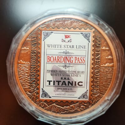 Titanic .999 Copper 1 Kilo Round with Display Box - additional view