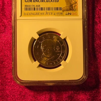 Seniquincentenial Donald Trump $1 coin gem uncirc.