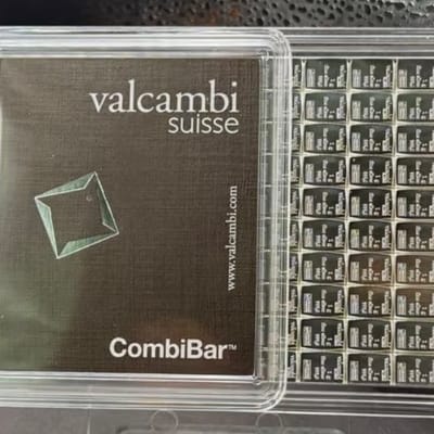 100 x 1g .999 Silver Valcambi Suisse Combibar 