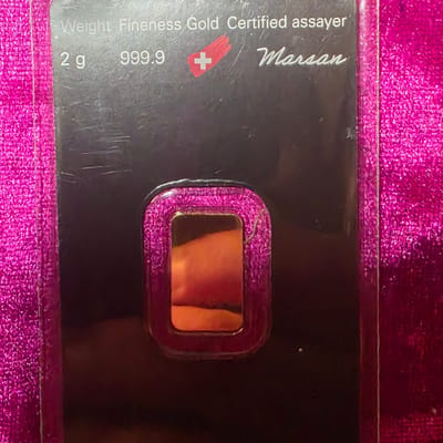 Argor-herrarus 2g ..9999 Gold ber in assayy - additional view