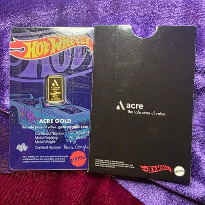 LIMITED EDITION 1g 999 Acre Gold HOT WHEELS SERIES - additional view