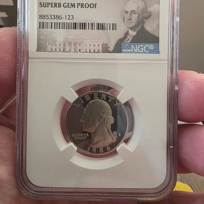 1986 S$.25C SUPERB GEM PROOF Silver Washington - additional view