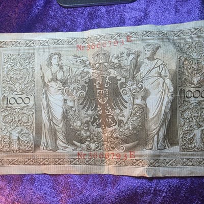 authentic 1910 1000 Mark Reichsbanknote  - additional view