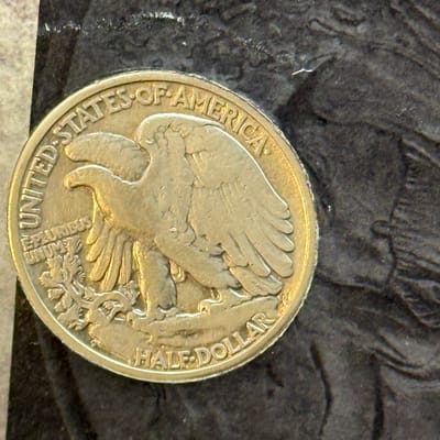 1947 walking liberty in decorative holder - additional view