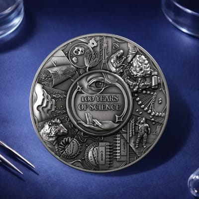 2025 Niue 2 oz Silver Antiqued 100 Years Science
