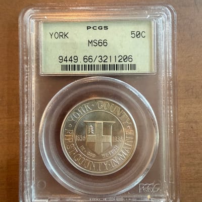 1936 York County Maine Half Dollar 50C MS66 