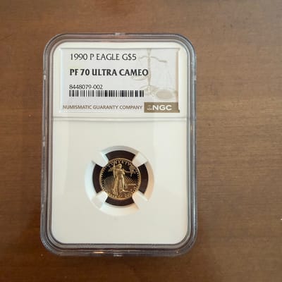 1990 P Eagle G $5 PF 70 Ultra Cameo