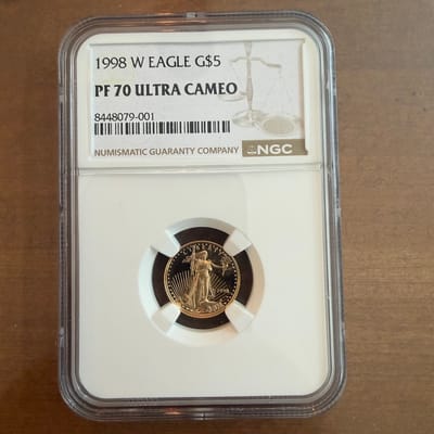 1998 W Eagle G $5 PF 70 Ultra Cameo