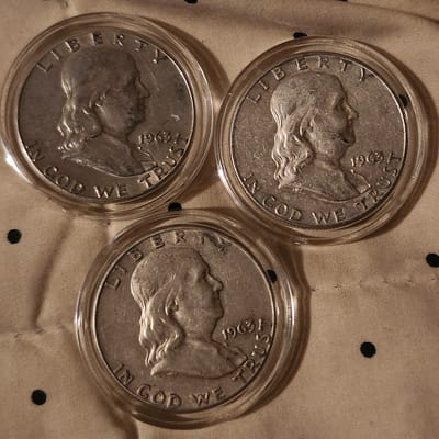 3 - 1963 Silver Franklin Half Dollars