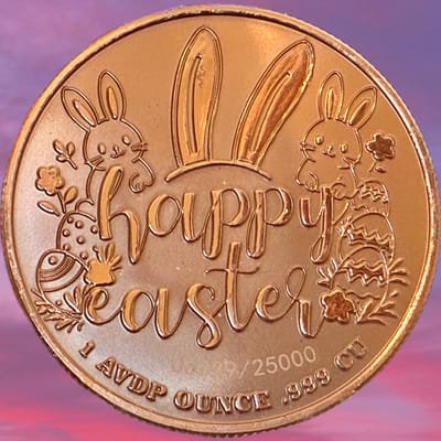 1oz Copper Easter Bunny - additional view