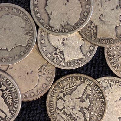 1-RANDOM DATE BARBER HALF DOLLAR-90% SILVER