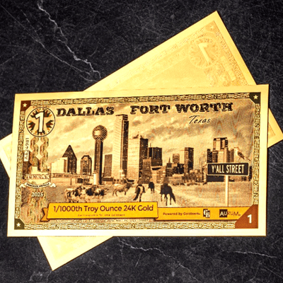 1 DALLAS FORT WORTH TEXAS GOLDBACK AURUM 24K GOLD  - additional view