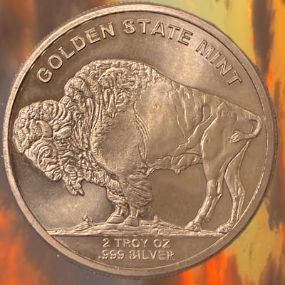 2 OZ SILVER BUFFALO GOLDEN STATE MINT