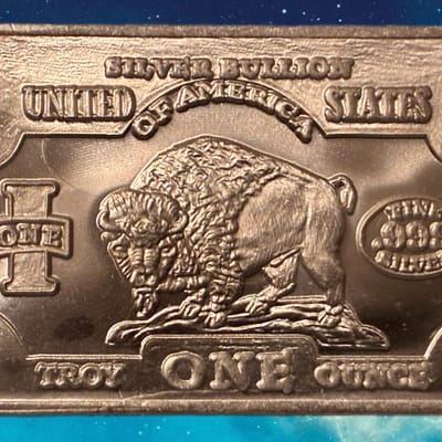 1 OZ SILVER BUFFALO BAR IN MINT PLASTIC