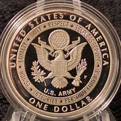 2011 PROOF US ARMY COMMEMORATIVE DOLLAR - additional view
