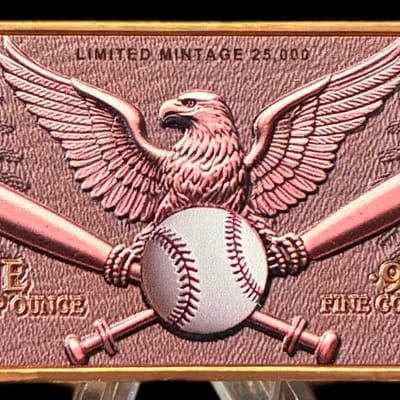 (20)-1 oz COPPER BASEBALL FLYOVER BAR - additional view