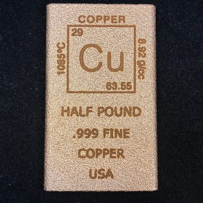 CUSTOM COLOR HALF POUND CU BAR 8 oz Copper - additional view