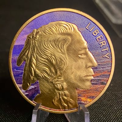 1oz Colorized Copper Buffalo Round