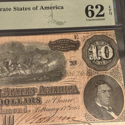 1864 $10 Confederate States of America Note (T-68) - additional view