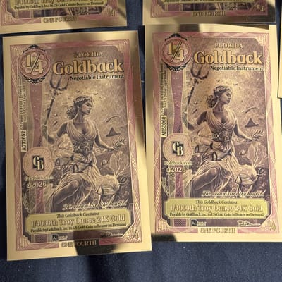(1) 2026 1/4 Goldbacks Florida/Idaho/California - additional view
