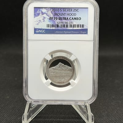 NGC PF70 UC 2010 S Silver 25c Mount Hood