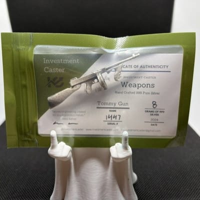 Investment Caster 8g .999 Silver Tommy Gun w/ COA 