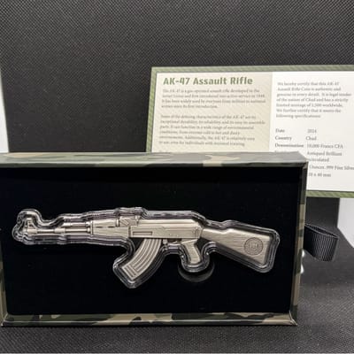 2024 2oz Antique Silver Chad AK-47 Silver Coin