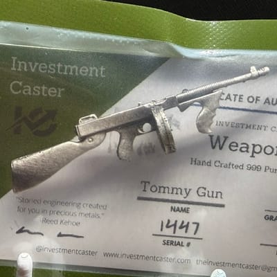 Investment Caster 8g .999 Silver Tommy Gun w/ COA  - additional view