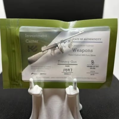 Investment Caster 8g .999 Silver Tommy Gun w/ COA