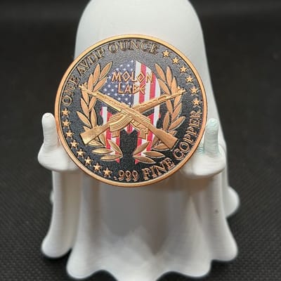 Reverse Proof Colorized Molon Labe .999 1oz Copper - additional view