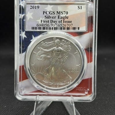 2019 1 oz ASE PCGS MS70 1st Day of Issue USA Core