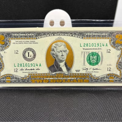 22K Gold Foil $2 Bill in Presentation Folder 