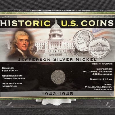 1st Commemorative Mint 1943 Silver War Nickle 