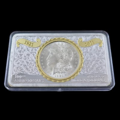 1921 Morgan Silver Dollar 100th Anniversary Bar