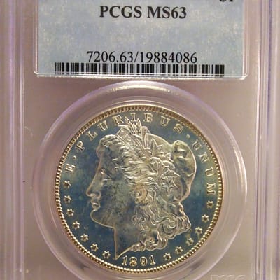 1891 CC PCGS MS 63 Morgan dollar