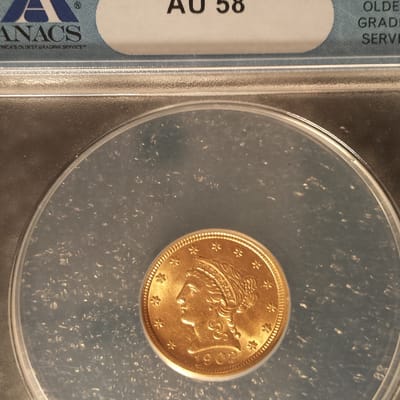 1902 ANACS $2.5 AU58 Liberty gold