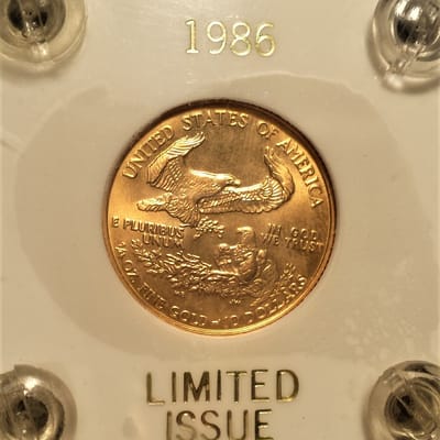 1986 $10 American Gold Eagle-1rst Year Issued - additional view