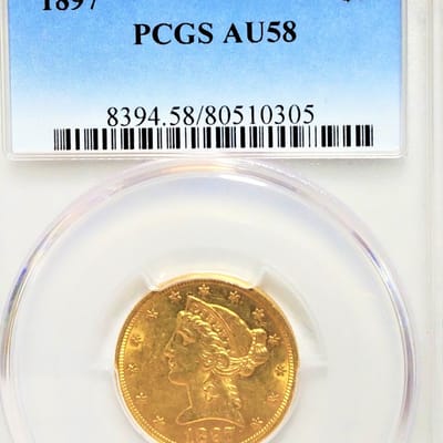 1897  $5 AU58 Gold Liberty