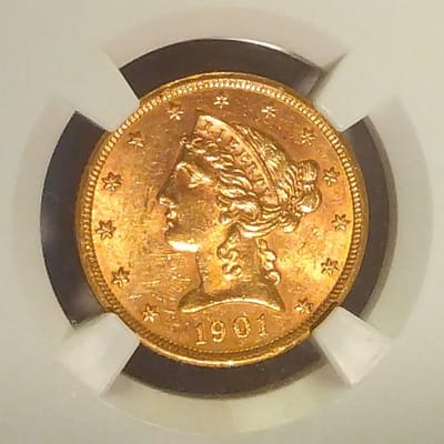 1901-S $5 MS61 Gold Liberty