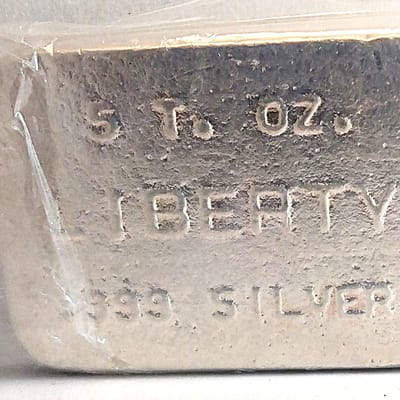 Vintage Liberty Mint 5 oz silver art bar - additional view