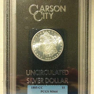 1885-CC MS64 GSA hoard - PCGS Lrg holder - additional view